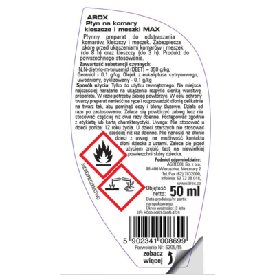 Płyn na komary Deet Max 50 ml Arox