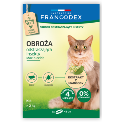 Obroża dla kotów odstraszająca insekty 43 cm FRANCODEX