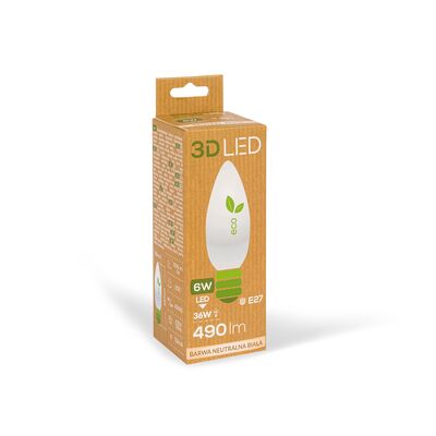 Żarówka ledowa 3LED świeczka E-27 6 W barwa neutralna