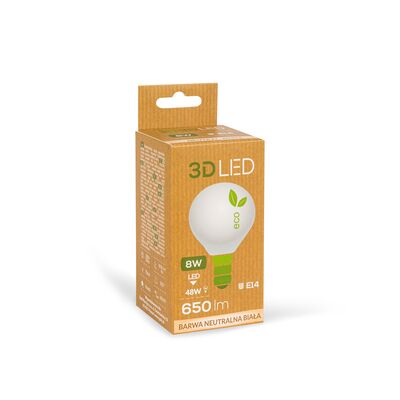 Żarówka ledowa 3LED kulka E-14 8 W barwa neutralna
