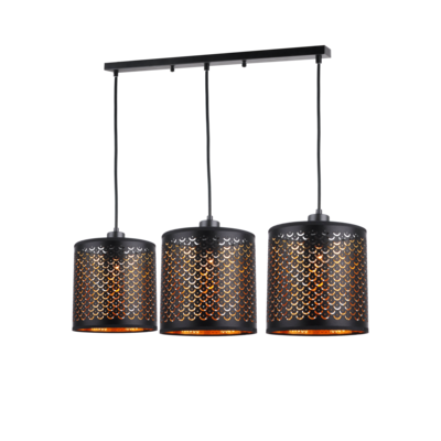Lampa wisząca Betti 3 płomienna czarno-złota E27