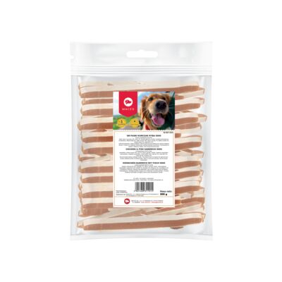Karma uzupełniająca dla psów paski kurczak ryba 500 g Maced
