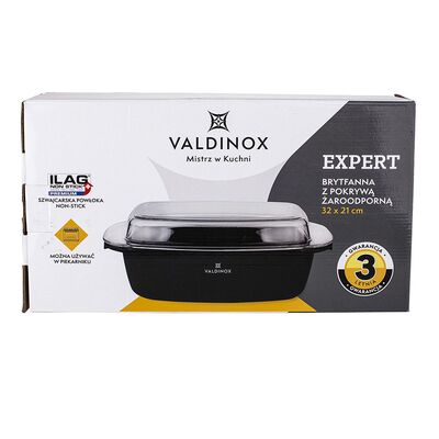 Brytfanna 32 x 21 cm prostokątna z pokrywą żaro VALDINOX EXPERT
