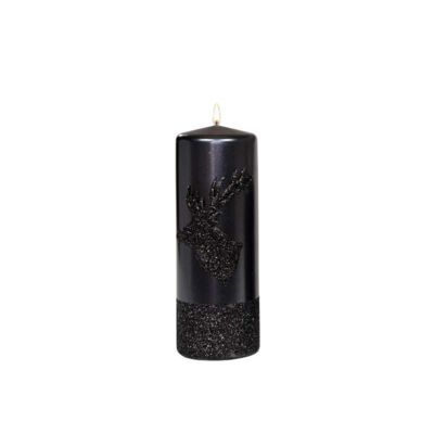 Świeca pieńkowa 200 x 70 Shiny Reindeer metalik czarny