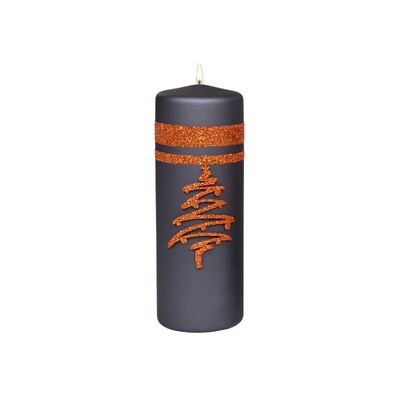 Świeca pieńkowa 200 x 70 Glitter Tree metalik czarny