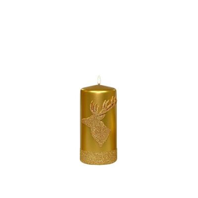 Świeca pieńkowa 150 x 70 Shiny Reindeer metalik złoto