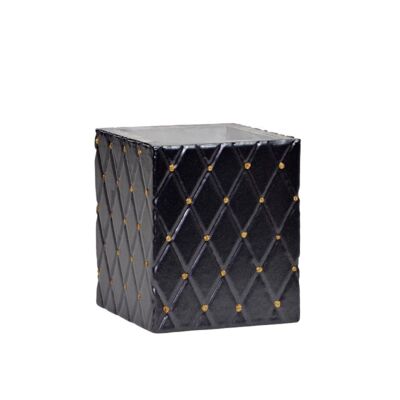 Lampion prostopadłościan 115 x 100 x 100 pikowana kratka metalik czarna