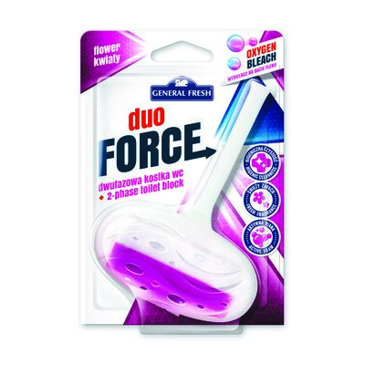 Kostka WC dwufazowa blistra, Duo Force, 40 g, kwiat, General Fresh