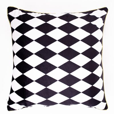 Poduszka Chic Obsession no.1 biało-czarna+złota obszywka 45 x 45 cm