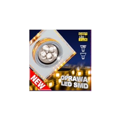 Oprawa stropowa stała kwadratowa SS-22 GU10 50 W+LED SMD 2,1 W bursztynowy/chrom