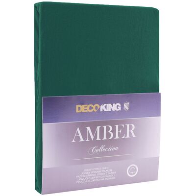 Prześcieradło jersey AMBER 200-220 x 200+30 cm ciemnozielony