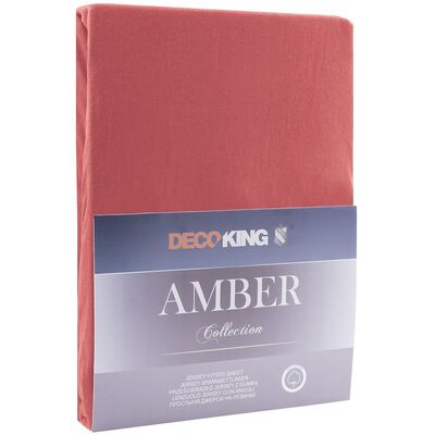 Prześcieradło jersey AMBER 200-220 x 200+30 cm jasnoczerwony