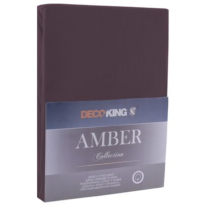 Prześcieradło jersey AMBER 200-220 x 200+30 cm ciemnobrązowy