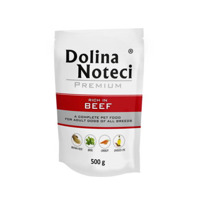 Karma mokra dla psa BOGATA W WOŁOWINĘ 500 g Dolina Noteci