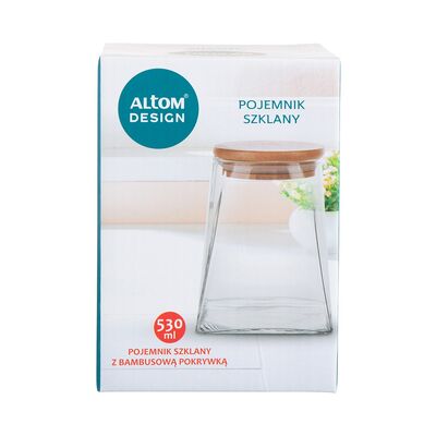 Pojemnik szklany z bambusową pokrywką 530 ml Color Box