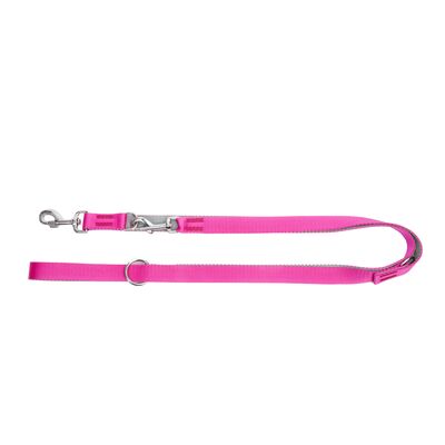 Smycz Energy Silver przedłużana z taśmy pp pojedynczej różowo-szara 2 x 220 cm 14730