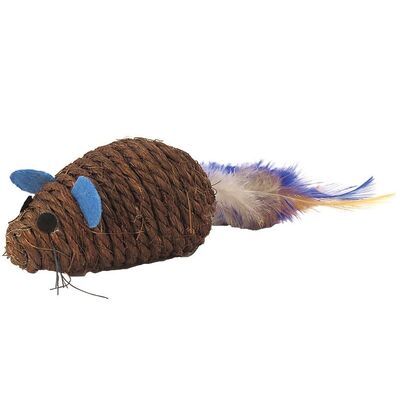Zabawka mysz sizal / piórka 10 cm K046