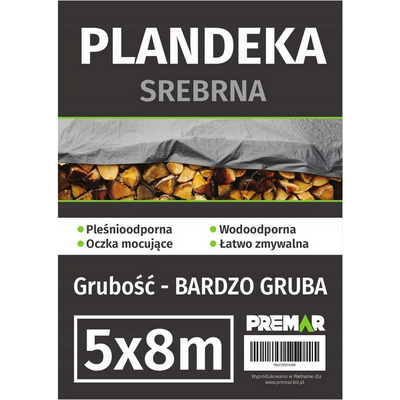 Plandeka 5 x 8 m srebrna