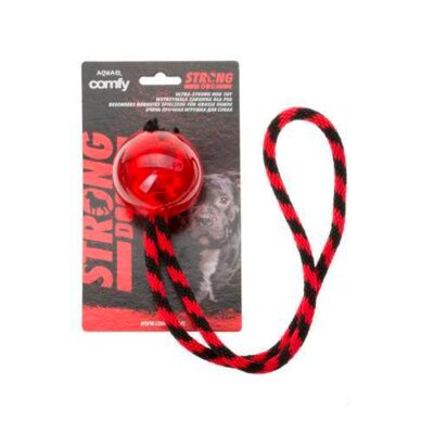 Zabawka Strong Dog piłka ze sznurem czerwona Comfy