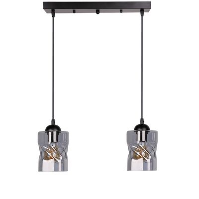 Lampa wisząca FELIS czarny 2 x 60 W E27 klosz dymiony