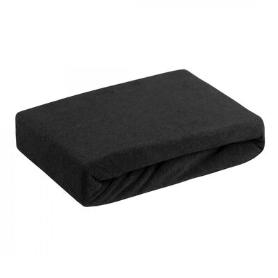 Prześcieradło frotte 90 x 200+20 cm czarny