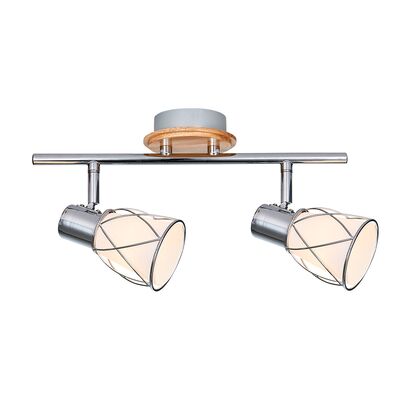 Listwa PADRE 75451 chrom/jasne drewno E14 klosz biały
