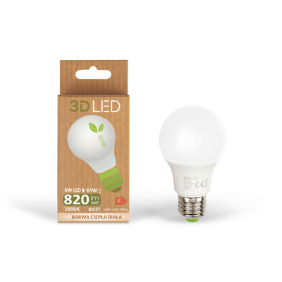 Żarówka ledowa 3LED tradycyjna E-27 9 W barwa ciepła