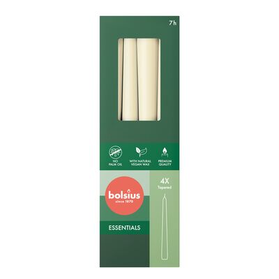 Świeca szpica 4 szt. 24,5 cm delikatny perłowy Bolsius