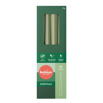 Świeca szpica 4 szt. 24,5 cm zielona oliwka Bolsius
