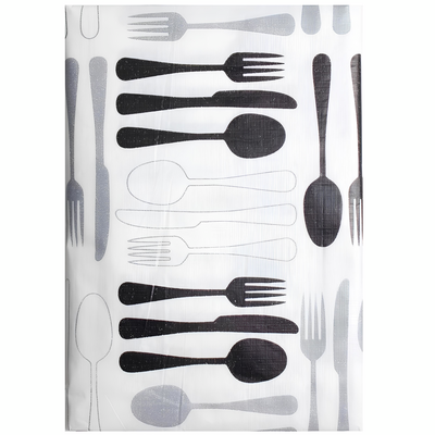 Obrus winylowy FORK 150 x 180 cm biało-czarny