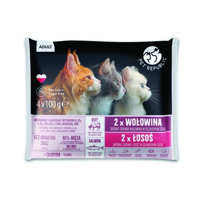 Karma dla kota wołowina-łosoś 4 x 100 g PetRepublic