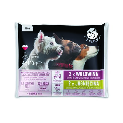Karma dla psa wołowina-jagnięcina dla małych ras 4 x 100 g PetRepublic
